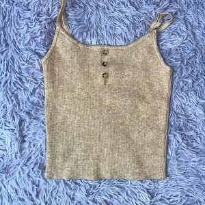 Ribbed Knit Tank Top in Beige